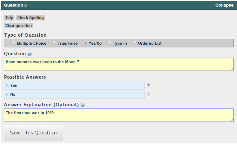 Sample Question : Yes/No