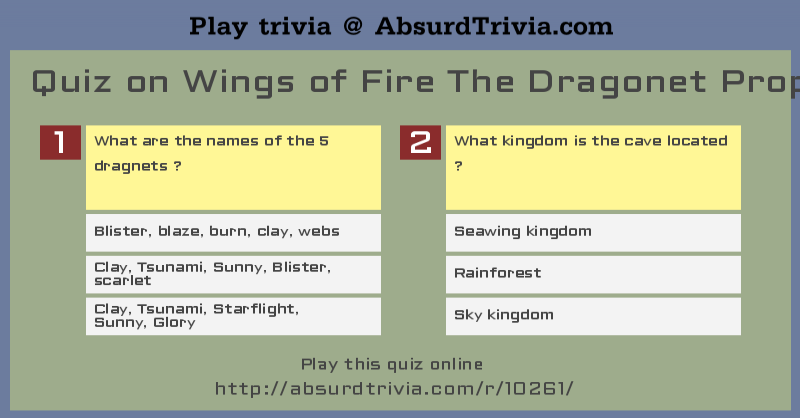 Trivia Quiz : Quiz on Wings of Fire The Dragonet Prophecy