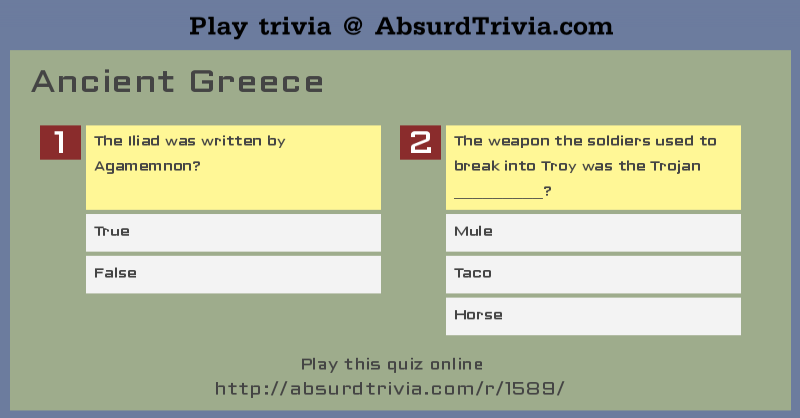 Trivia Quiz Ancient Greece