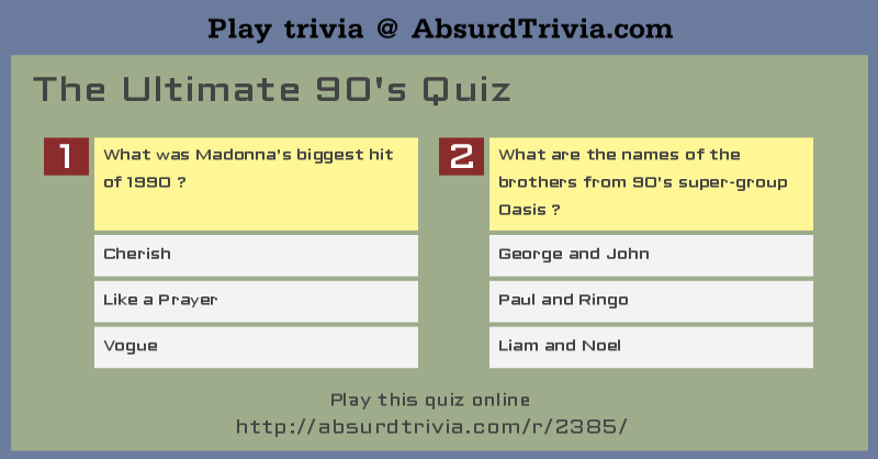 The Ultimate 90 S Quiz