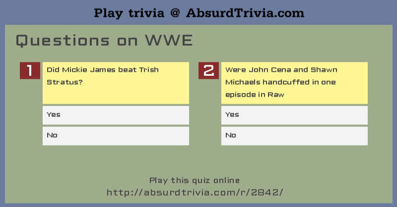 Trivia Quiz Questions On Wwe