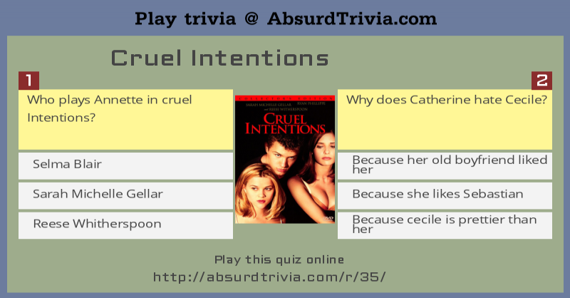 Cruel Intentions Trivia Quiz