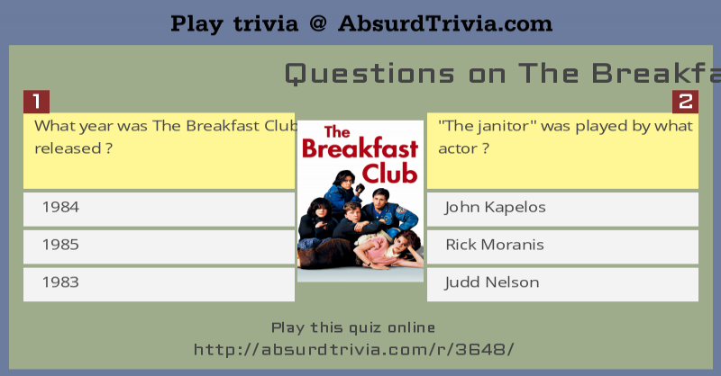 Trivia Quiz Questions On The Breakfast Club