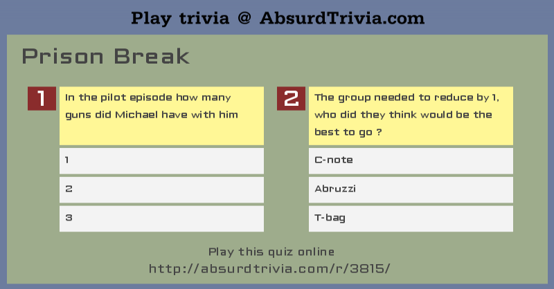 Trivia Quiz : Prison Break