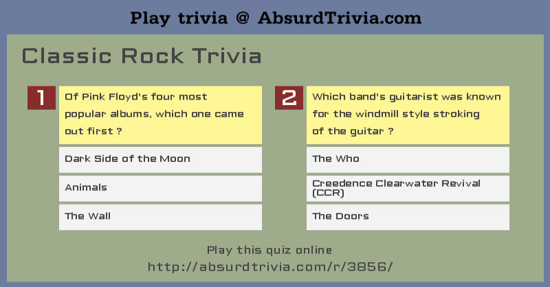 3856 Classic Rock Trivia 