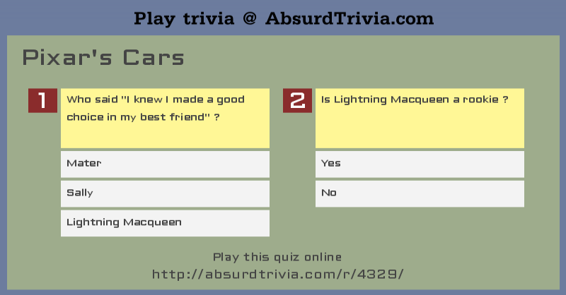 pixar cars trivia