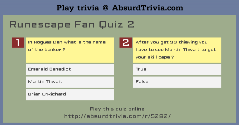 Runescape Fan Quiz 2