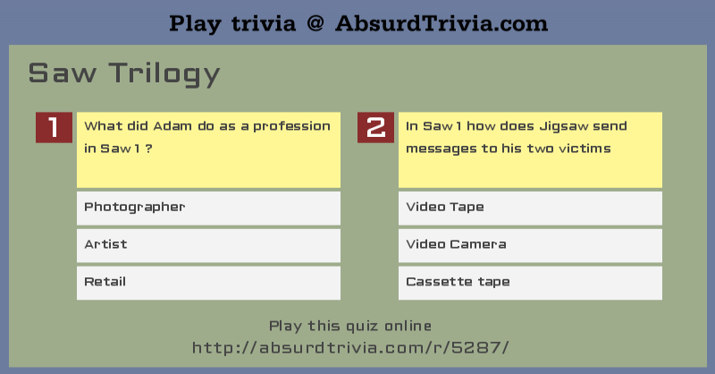 Trivia Quiz Saw Trilogy