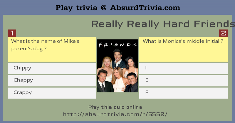 Really Really Hard Friends Trivia 