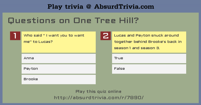 Trivia Quiz Questions On One Tree Hill