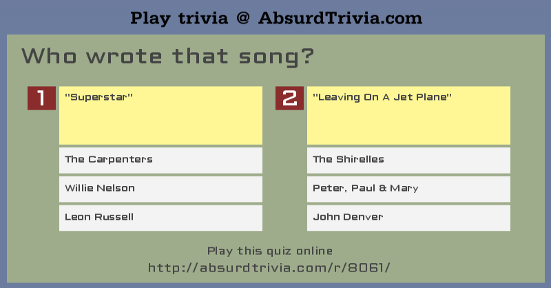 Trivia Quiz Who Wrote That Song